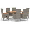 Image de vidaXL - 7-delige - Tuinset - met - kussens - poly - rattan - grijs