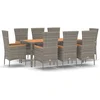Image de vidaXL - 9-delige - Tuinset - met - kussens - poly - rattan - grijs
