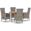 Image de vidaXL - 5-delige - Tuinset - met - kussens - poly - rattan - grijs