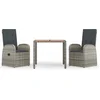 Image de vidaXL - 3-delige - Tuinset - met - kussens - poly - rattan - grijs