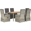 Image de vidaXL - 7-delige - Tuinset - met - kussens - poly - rattan - grijs