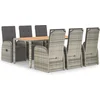 Image de vidaXL - 7-delige - Tuinset - met - kussens - poly - rattan - grijs