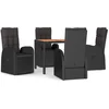 Image de vidaXL - 5-delige - Tuinset - met - kussens - poly - rattan - zwart
