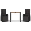 Image de vidaXL - 3-delige - Tuinset - poly - rattan - en - massief - acaciahout - zwart