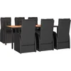 Image de vidaXL - 7-delige - Tuinset - poly - rattan - en - massief - acaciahout - zwart