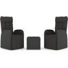 Image de vidaXL - 3-delige - Loungeset - poly - rattan - en - staal - zwart