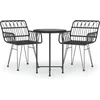 Image de vidaXL - 3-delige - Tuinset - poly - rattan - zwart