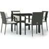 Image de vidaXL - 5-delige - Tuinset - met - kussens - poly - rattan - zwart
