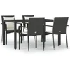 Image de vidaXL - 5-delige - Tuinset - met - kussens - poly - rattan - zwart