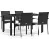 Image de vidaXL - 5-delige - Tuinset - met - kussens - poly - rattan - zwart
