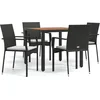Image de vidaXL - 5-delige - Tuinset - met - kussens - poly - rattan - zwart