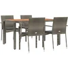 Image de vidaXL - 5-delige - Tuinset - met - kussens - poly - rattan - grijs