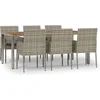 Image de vidaXL - 7-delige - Tuinset - met - kussens - poly - rattan - grijs