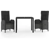 Image de vidaXL - 3-delige - Tuinset - met - kussens - poly - rattan - zwart