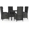 Image de vidaXL - 5-delige - Tuinset - met - kussens - poly - rattan - zwart