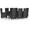 Image de vidaXL - 9-delige - Tuinset - met - kussens - poly - rattan - zwart - en - grijs