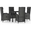 Image de vidaXL - 5-delige - Tuinset - met - kussens - poly - rattan - zwart