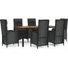 Image de vidaXL - 7-delige - Tuinset - met - kussens - poly - rattan - zwart