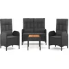 Image de vidaXL - 4-delige - Tuinset - met - kussens - poly - rattan - zwart