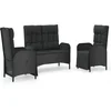 Image de vidaXL - 3-delige - Tuinset - met - kussens - poly - rattan - zwart