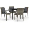 Image de vidaXL - 5-delige - Tuinset - met - kussens - poly - rattan - zwart - en - grijs