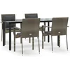 Image de vidaXL - 5-delige - Tuinset - met - kussens - poly - rattan - zwart - en - grijs