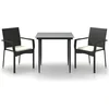 Image de vidaXL - 3-delige - Tuinset - met - kussens - poly - rattan - zwart