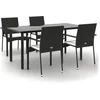 Image de vidaXL - 5-delige - Tuinset - met - kussens - poly - rattan - zwart