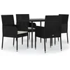 Image de vidaXL - 5-delige - Tuinset - met - kussens - poly - rattan - zwart