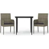 Image de vidaXL - 3-delige - Tuinset - met - kussens - poly - rattan - zwart - en - grijs