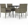 Image de vidaXL - 5-delige - Tuinset - met - kussens - poly - rattan - zwart - en - grijs