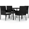 Image de vidaXL - 5-delige - Tuinset - met - kussens - poly - rattan - zwart
