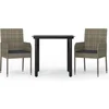 Image de vidaXL - 3-delige - Tuinset - met - kussens - poly - rattan - zwart - en - grijs