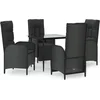 Image de vidaXL - 5-delige - Tuinset - met - kussens - poly - rattan - zwart