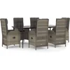 Image de vidaXL - 7-delige - Tuinset - met - kussens - poly - rattan - zwart - en - grijs
