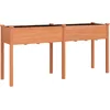 Image de vidaXL - Plantenbak - met - voering - 161x45x76 - cm - massief - vurenhout - bruin
