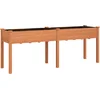 Image de vidaXL - Plantenbak - met - voering - 203x53x76 - cm - massief - vurenhout - bruin