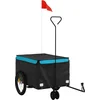 Image de vidaXL - Fietstrailer - 30 - kg - ijzer - zwart - en - blauw