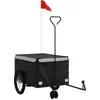 Image de vidaXL - Fietstrailer - 45 - kg - ijzer - zwart - en - grijs