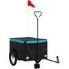 Image de vidaXL - Fietstrailer - 45 - kg - ijzer - zwart - en - blauw