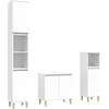 Image de vidaXL - 3-delige - Badkamermeubelset - bewerkt - hout - wit
