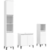 Image de vidaXL - 3-delige - Badkamermeubelset - bewerkt - hout - wit