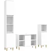 Image de vidaXL - 3-delige - Badkamermeubelset - bewerkt - hout - wit