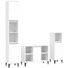 Image de vidaXL - 3-delige - Badkamermeubelset - bewerkt - hout - wit
