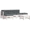 Image de vidaXL - 6-delige - Loungeset - met - kussens - massief - hout - wit