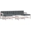 Image de vidaXL - 7-delige - Loungeset - met - kussens - massief - hout - wit