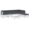 Image de vidaXL - 7-delige - Loungeset - met - kussens - massief - hout - wit