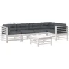Image de vidaXL - 6-delige - Loungeset - met - kussens - massief - hout - wit