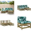 Image de vidaXL - 5-delige - Loungeset - met - kussens - geïmpregneerd - grenenhout