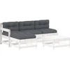 Image de vidaXL - 5-delige - Loungeset - met - kussens - massief - hout - wit
